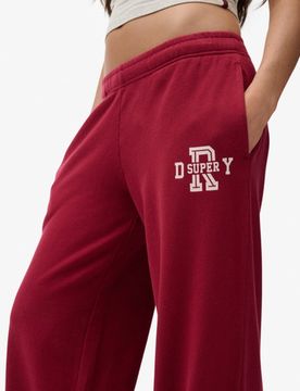 Superdry Damen Athletic Essentials Jogginghose mit Weitem Bein Red - Größe: 40