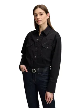 Chemise à Manches Longues Essential Western Denim Relaxed Fit Dark Volume XS - Lee - FashionsVida