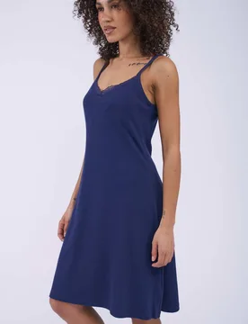 Cotton Modal Ribbed Hidden Support Chemise Navy female - Cyberjammies - FashionsVida