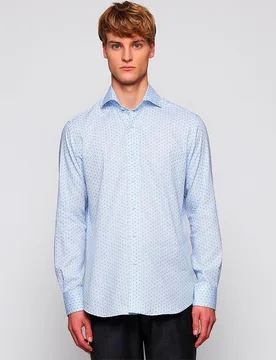 Camisa de hombre casual manga larga fil coupé - Mirto - FashionsVida
