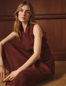 Vestido liso sin mangas con nudo en la cadera - Lloyd's - FashionsVida