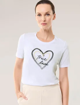 Baumwollshirt mit Herz, noch offen: Filter Passform#normale Größen, Farbe Weiß, 40, hautfreundliche Baumwolle bequem dank Elasthan Damen - Walbusch - FashionsVida