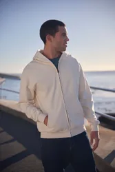 Icon Mens Logo Zip Through Hoodie - Beige