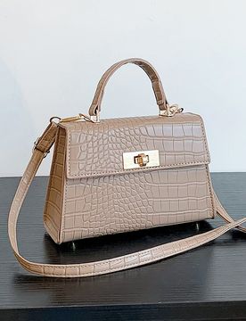 Bolsa Cuadrada De Solapa Mini Con Patrón De Cocodrilo Y Cierre De Vuelta, Bolso Cruzado / De Hombro. Minimalista De Color Sólido, Portátil Y Ligero