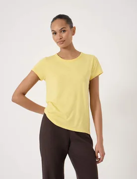 Pure Cotton Crew Neck T-Shirt Yellow female - hush - FashionsVida