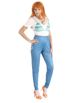 One Piece Damenkostüm Nami Erwachsene weiß-blau-orange - CHAKS - FashionsVida