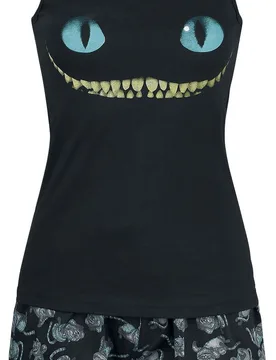 Disney Schlafanzug - Grinsekatze - Lächeln - S bis 4XL - für Damen - Größe 3XL - schwarz - EMP exklusives Merchandise! - Frauen - female - Alice im Wunderland - FashionsVida
