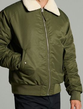 Giacca bomber con colletto - khaki