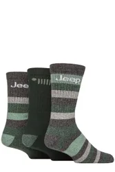 Mens 3 Pair Jeep Cotton Rich Cushioned Boot Socks Forest / Green 6-11 - Multi Coloured - Size: 6-11 Mens