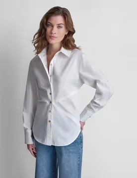 Camisa de mujer con cierre de botones y detalle de apertura en la espalda - DKNY Jeans - FashionsVida
