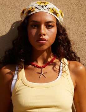 Misako Crochet Headscarf Edge Beige