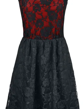 Gothic Kleid knielang - Lady Jane - 3XL bis 4XL - für Damen - Größe 4XL - schwarz/rot - Frauen - female - Gothicana by EMP - FashionsVida