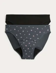 Pack Printed Period High Leg Knickers Carbon female