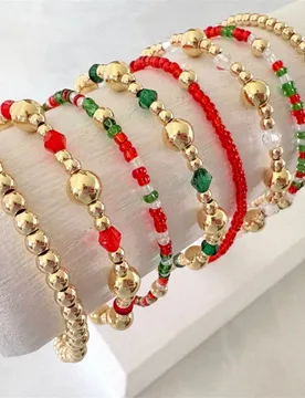 YEEVAA Holiday Collection Christmas Red&Green Mixed Beaded Layered Bracelets-8pcs Set, Fashion Jewelry Gift for Women - Aliexpress - FashionsVida