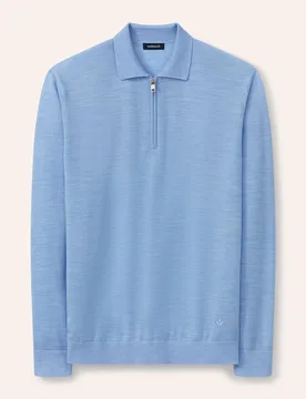 Polo-Pullover Merino Extrafein, , Farbe Blau, 50, Herren - Walbusch - FashionsVida