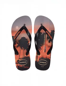 Top Surfer nera e arancio con stampa fotografica tramonto - Havaianas - FashionsVida