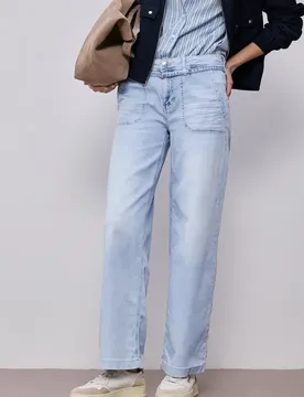 Wide Leg Jeans im Bleached-Look female Blau