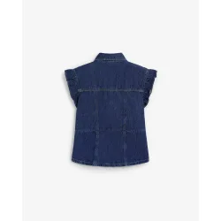 Camisa de mujer denim con bolsillos parche