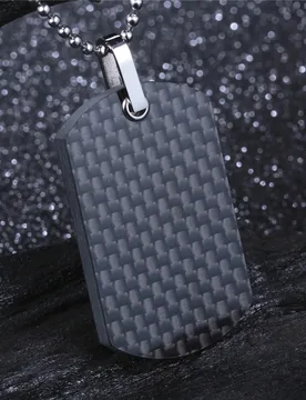 Cool Mens Motorcycle Biker Necklace Pendant Black Pure Carbon Fiber Dog Tag with Free Ball Chain Punk Style CF001P - Aliexpress - FashionsVida