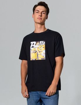 T-shirt in cotone con stampa Minions - nero