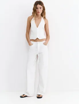 White Studded Baggy Jeans (Size: ) - Pull&bear - FashionsVida