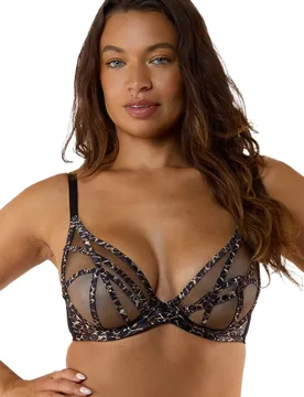 Women's Ramona Leopard 'Plunge Bra' Size: 40E - Multicolor - Size: 40E - Playful Promises - FashionsVida