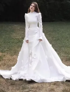 Exquisite Weddings Dresses O-Neck Long Sleeve Muslim Brides Dress 3D Flowers Mermaid Bridal Gown Vestidos De Novia Customized - Aliexpress - FashionsVida