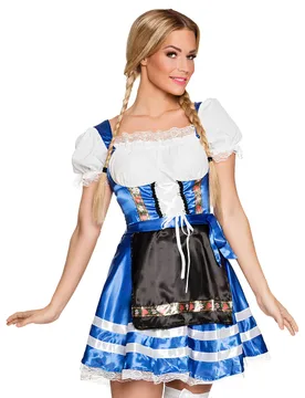 Bayerin Damenkostüm kurzes Dirndl blau - BOLAND BV - FashionsVida