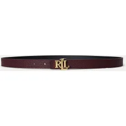 Cinturón de mujer de piel reversible con hebilla dorada