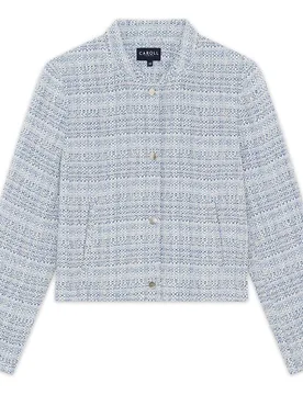 Chaqueta de mujer de mujer en tweed de algodón con botones a contraste - Caroll - FashionsVida