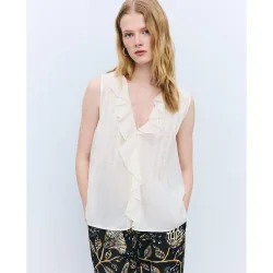 Blusa de mujer sin mangas con volantes