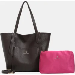 Shopper de PU con neceser interior