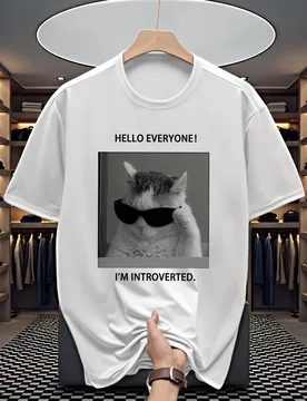 Funny Cat I'm Introverted Graphic T-Shirt Men Women Summer Short Sleeve Casual Tee Tops Harajuku Streetwear Soft Tshirt - Aliexpress - FashionsVida