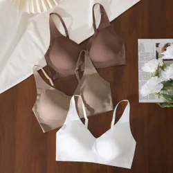Set de 3 sujetadores cómodos y sin costuras para mujer, de unicolor minimalista