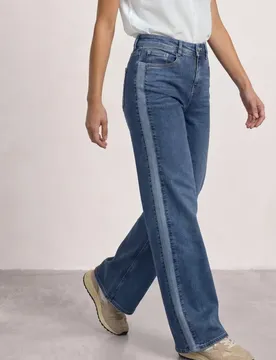 Wide Leg Jeans im Loose Fit mit Gallonstreifen female Blau