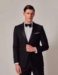Slim Fit Pure Wool Tuxedo Jacket Black male