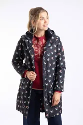 Women's Sena Printed Waterproof Coat in Dark Blue Size: 12 - Dark Blue - Size: 12