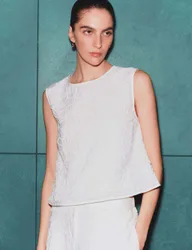 Viscose Rich Embroidered Shell Top Ivory female