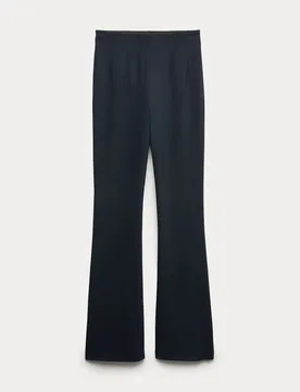 Jersey Flared Trousers Dark Navy female - M&S - FashionsVida