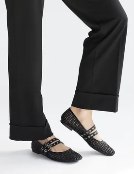 Ballerine nere intrecciate con fibbie IDE12 da Donna 40 - THE FIRST - FashionsVida