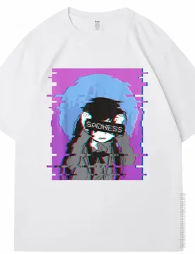 Sad Anime Girl Aesthetic Vaporwave T Shirts For Men Otaku Oversized T-Shirt 기능성 반팔티 Japanese Style Футболка Мужская Ове? - Aliexpress - FashionsVida
