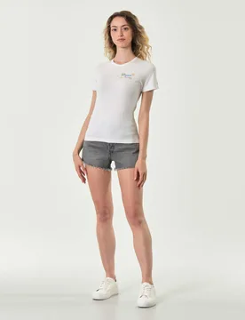 T-shirt bianca in cotone con scritta ricamata Beach Therapy - MC2 SAINT BARTH - FashionsVida