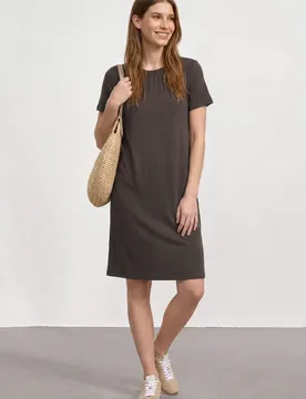 Knielanges Jerseykleid mit Rundhals female Braun - Street One - FashionsVida
