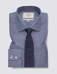 Slim Fit Pure Cotton Check Shirt Navy Mix male