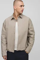 Herren Oversized Nylon Ripstop Hemd Taupe Größe Large