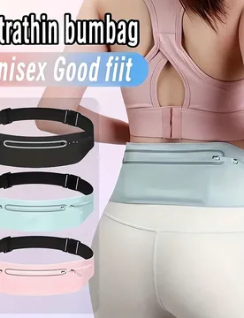 Cinturón elástico invisible con bolsa de cintura Bolsa de cintura con cierre de cremallera ajustable Riñonera ultradelgada para correr Bolsa de cin - Shein - FashionsVida