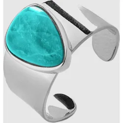 Anillo ajustable áfrica moda acabado en rodio con agata azul