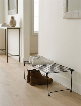 Scaffale pieghevole in metallo per scarpe - nero