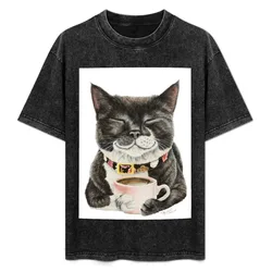 Purrfect Morning cat with coffee T-Shirt High Quality Durable T-Shirt