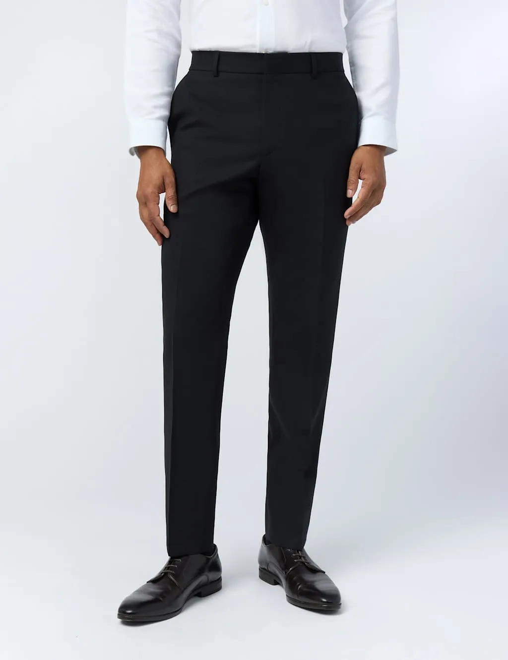 Slim Fit Wool Rich Flat Front Performance Trousers Black male - Ted baker - FashionsVida